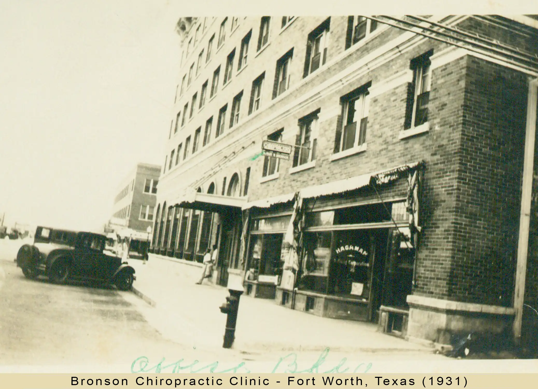 Bronson Chiropractic Clinic 1931 Downtown Fort Worth, Texas - part of the Bronson family chiropractic legacy.